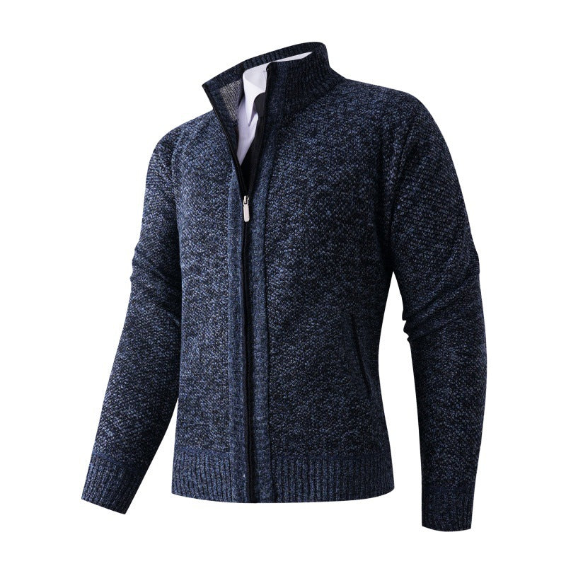 Elegant knitted jacket for men with high collar and practical pockets Lune London