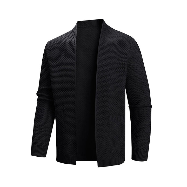 Men's knitted jacket with a modern texture pattern and practical pockets Lune London