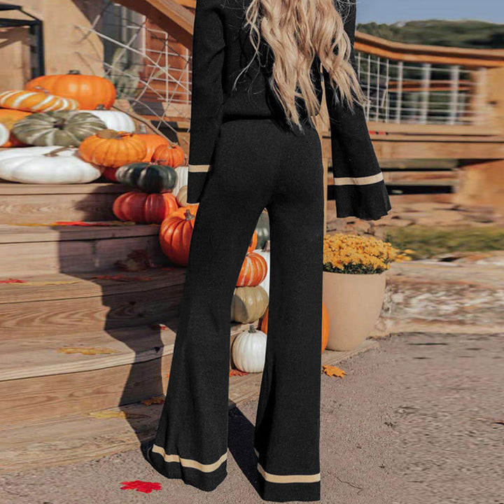 Ladies casual set with wide leg and V-neck Lune London