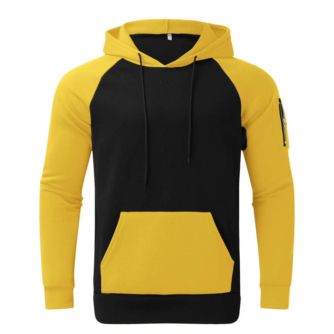 Men's sporty hoodie with contrasting sleeves and practical kangaroo pocket Lune London