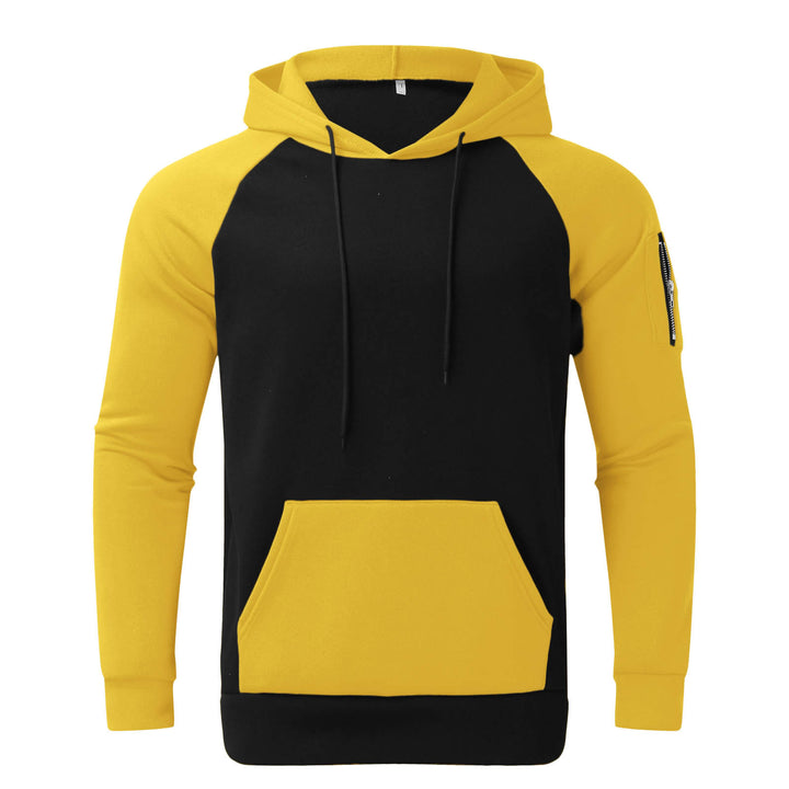 Men's sporty hoodie with contrasting sleeves and practical kangaroo pocket Lune London