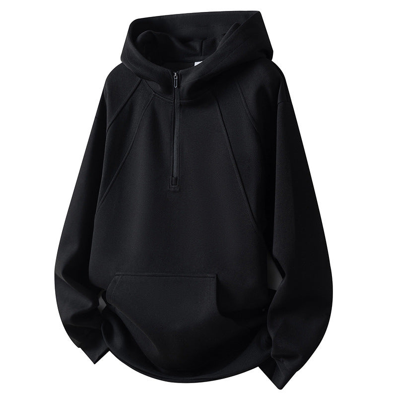 Men's Sporty Fleece Hoodie with Half Zip Lune London