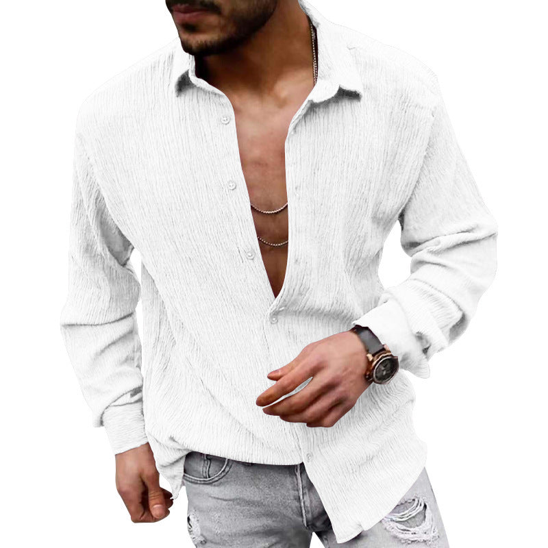 Casual long sleeve shirt for men in textured fabric with a modern look Lune London