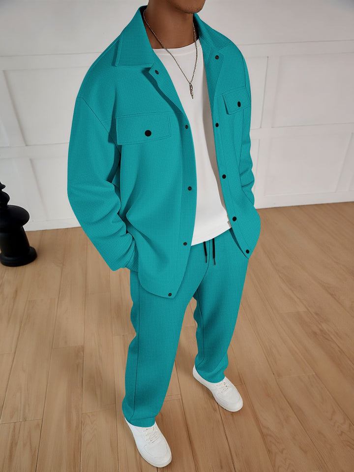 Elegant leisure suit for men with textured jacket and comfortable pants Lune London
