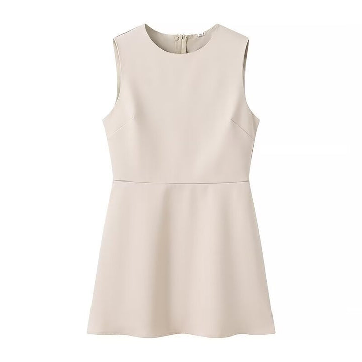 Elegant sleeveless dress for ladies with high collar and flared skirt Lune London