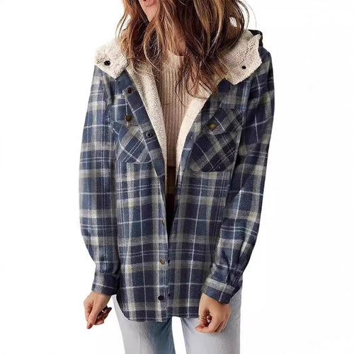 Women Flannel Checkered Jacket with Cozy Lining Lune London