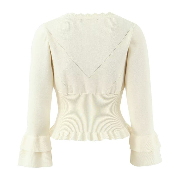 Women's knit jacket with ruffle details and fitted cut Lune London