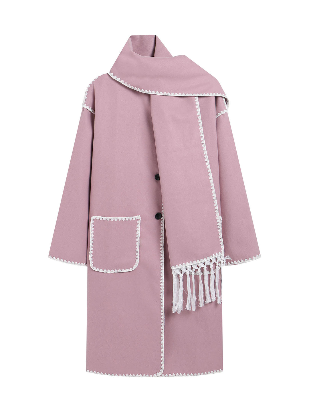 Elegant transitional coat for women with fringe embellishments Lune London