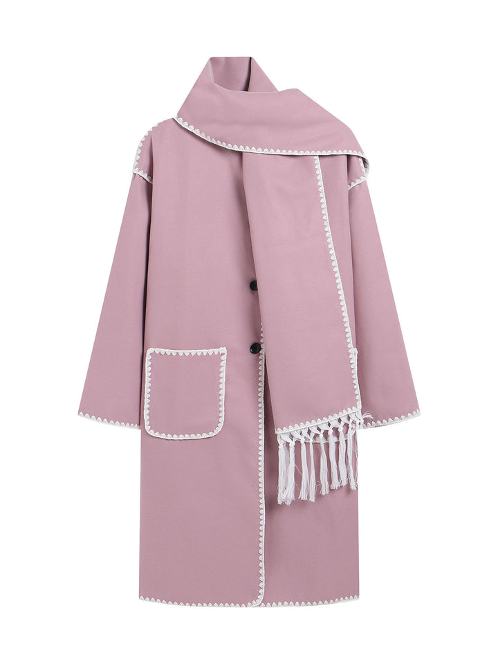 Elegant transitional coat for women with fringe embellishments Lune London