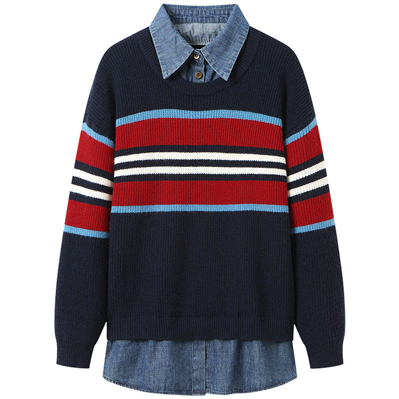 Striped round neck sweater for women with a relaxed fit and pleasant wearing comfort Lune London
