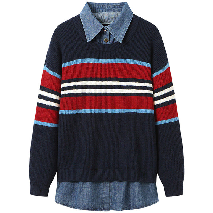 Striped round neck sweater for women with a relaxed fit and pleasant wearing comfort Lune London