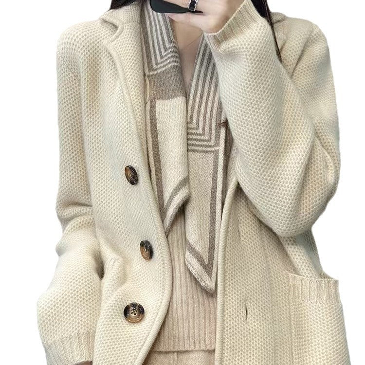 Oversized knit jacket for women with relaxed collar Lune London