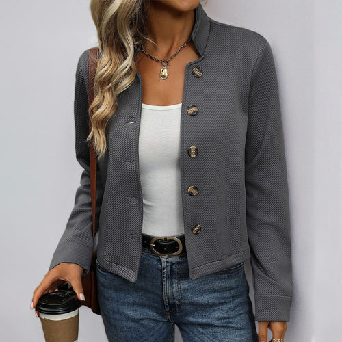 Ladies modern cardigan with structured pattern and button closure Lune London