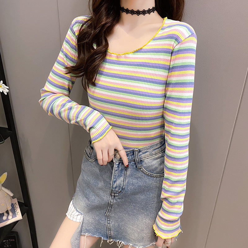 Ladies trendy long-sleeve shirt with fashionable striped pattern Chic & Stil