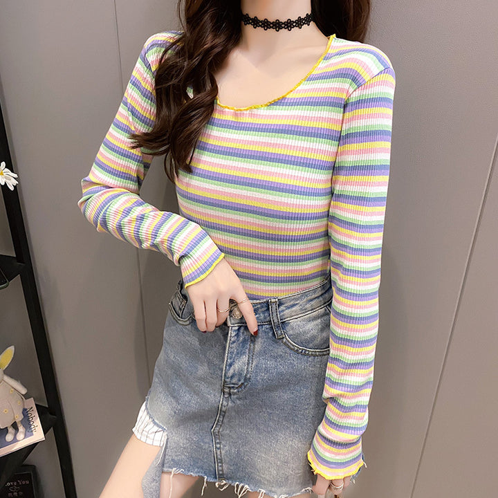 Ladies trendy long-sleeve shirt with fashionable striped pattern Chic & Stil