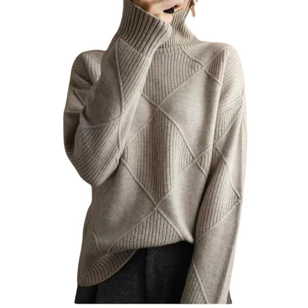 Oversized sweater for women with high collar and structured design Lune London