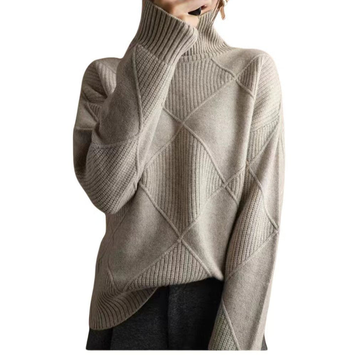Oversized sweater for women with high collar and structured design Lune London