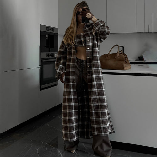 Long plaid shirt dress for women with removable sleeves Lune London