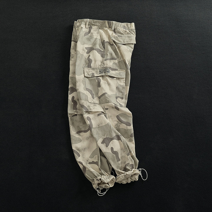 Cargo pants for women with versatile pockets and modern camouflage design Lune London