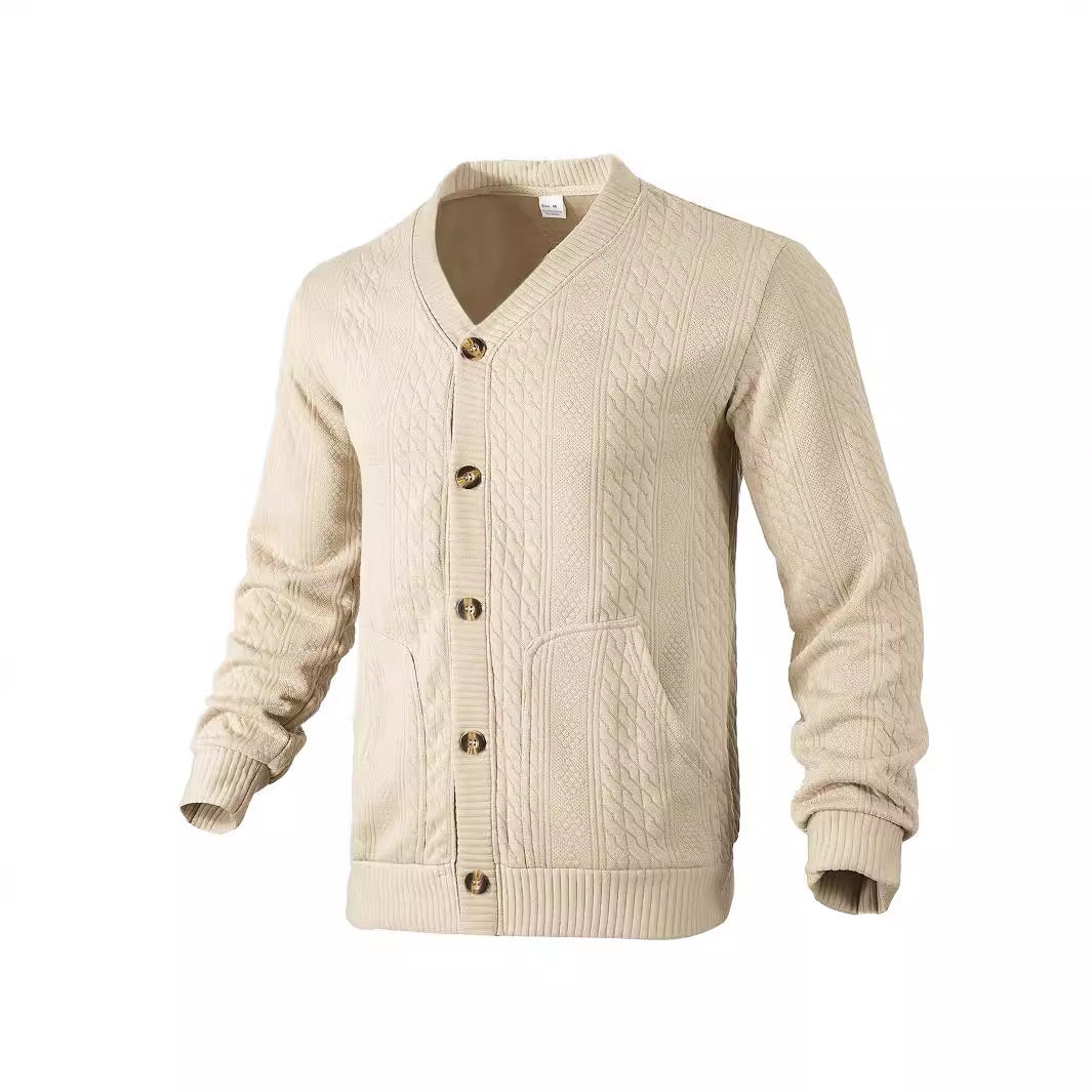Men's knitted cardigan with creative cable pattern Lune London