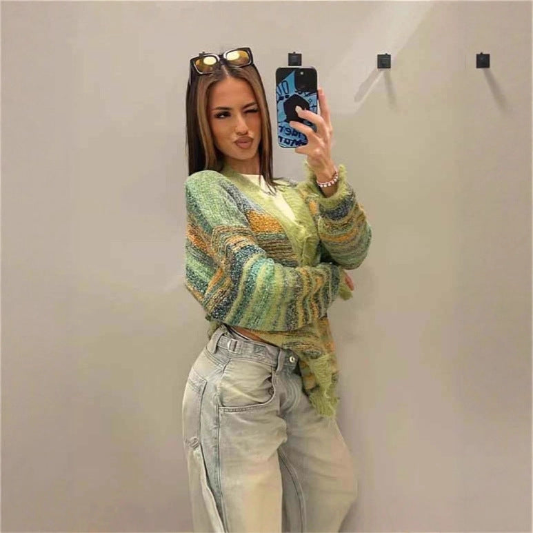 Women's knitted jacket with a colorful pattern and soft material Lune London