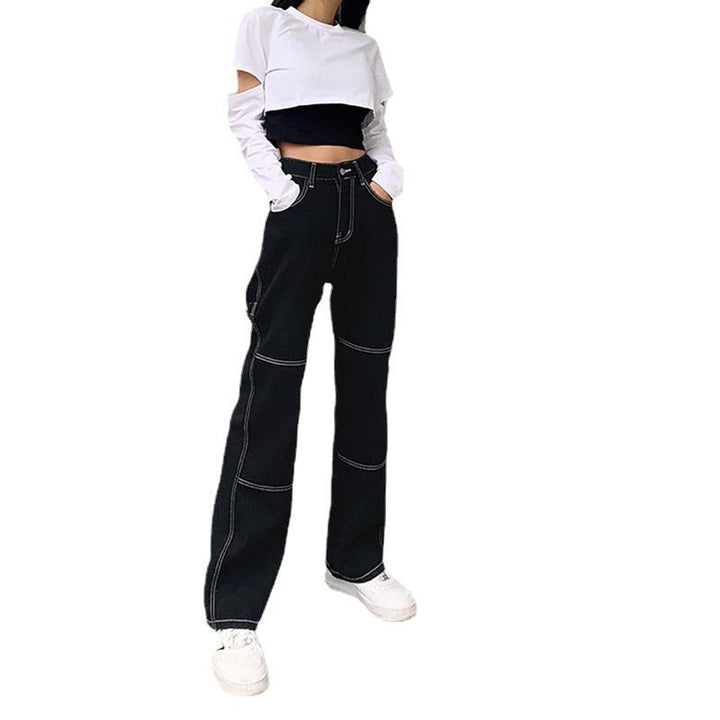 Lune London | Women wide jeans with fashionable contrasting seams