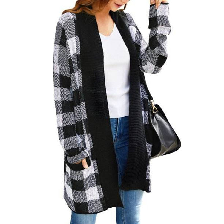 Cardigan for women with a checkered pattern and relaxed fit Lune Londonl