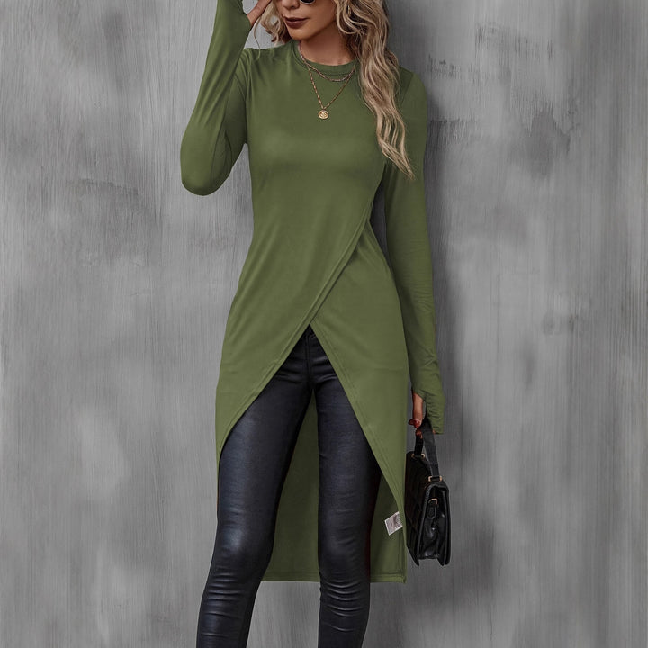 Asymmetrical long t-shirt for women with an elegant draped effect Lune London