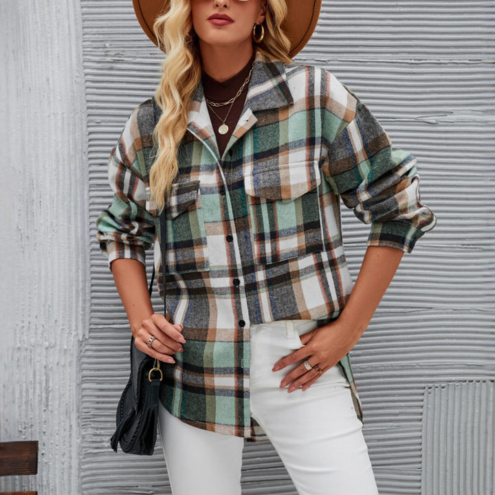 Checked pattern shirt jacket for women Chic & Stil