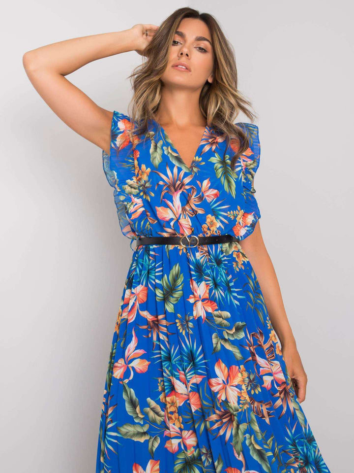 Lune London Floral Print Ruffled Sleeve Midi Dress for Women
