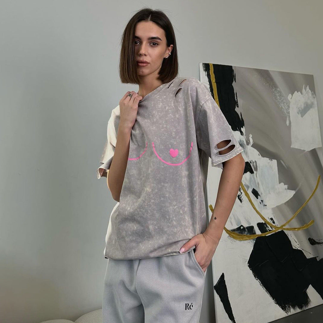 Oversized T-shirt for women with creative print and relaxed fit Lune London