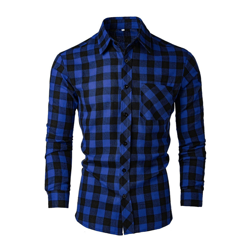 Men's flannel shirt with a classic check pattern and a chest pocket Lune London