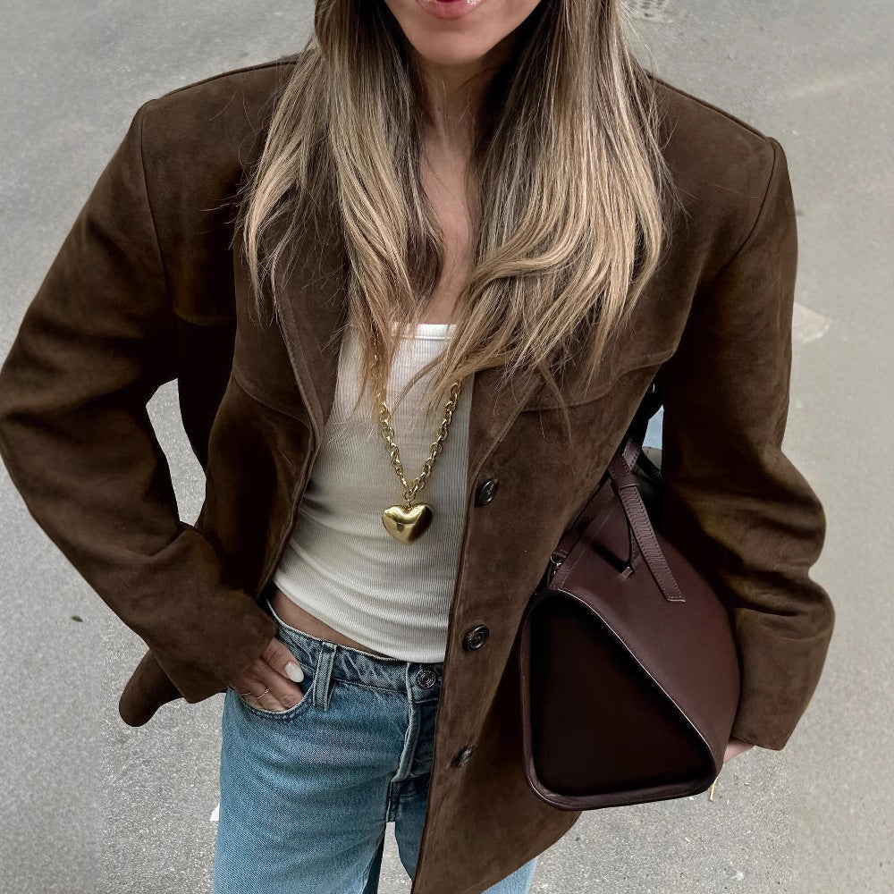 Modern suede blazer for ladies Lune London