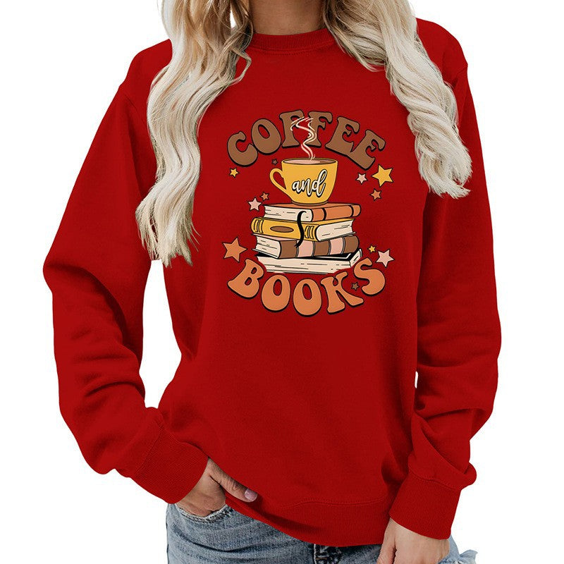 Sweatshirt pour femmes avec design créatif de livre de café Chic & Stil