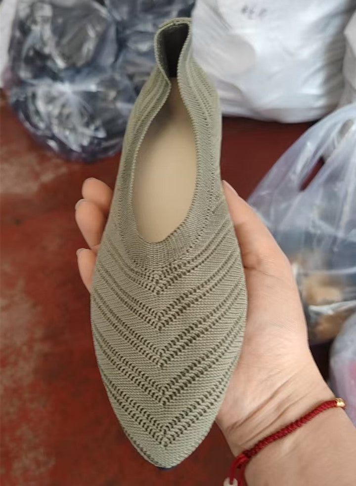Women Elegant Lace Ballet Flats with Fashionable Knitted Design Lune London