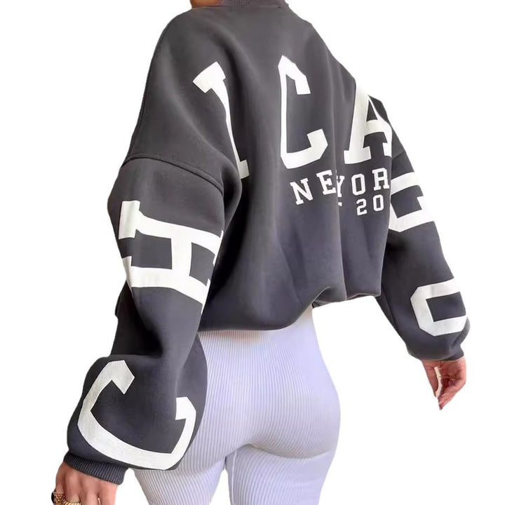Ladies Oversized Sweatshirt with Chic Logo and Striking Style