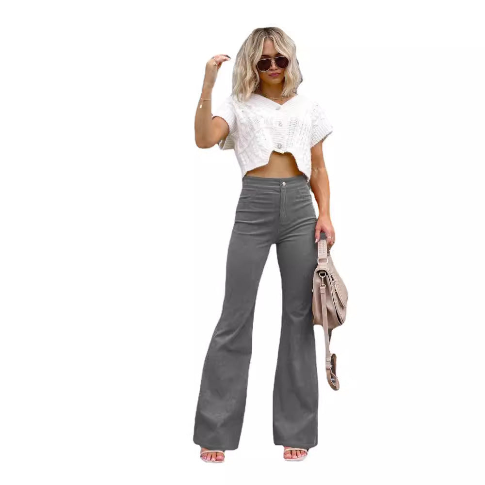 Ladies Fashion High Waist Flared Jeans Lune London