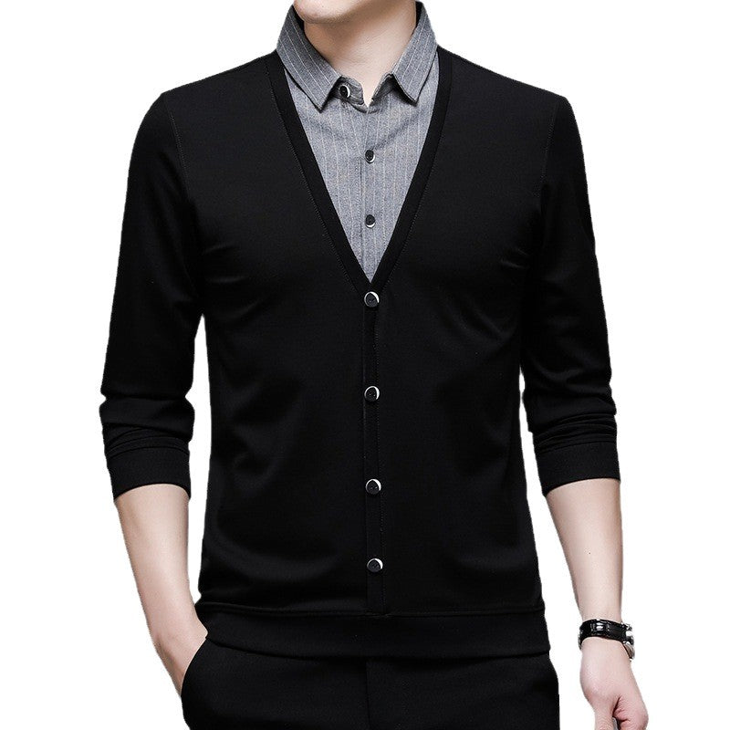 Trendy V sweater for men with integrated shirt collar Lune London
