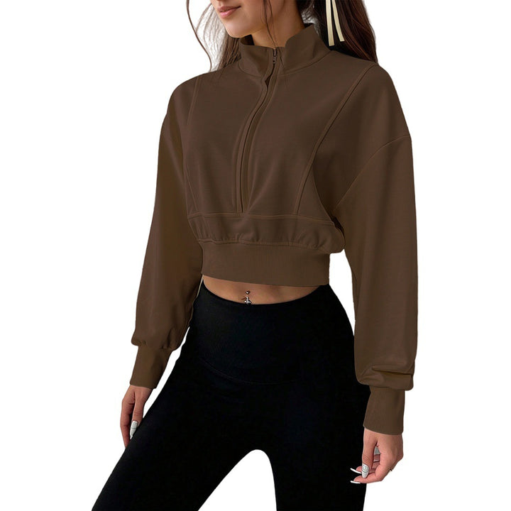 Short sweatshirt for women with high zipper and soft material Chic & Stil