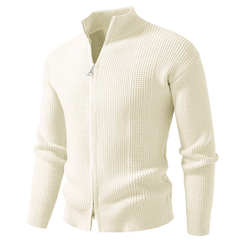 Men's knit jacket with high collar and innovative zipper Lune London