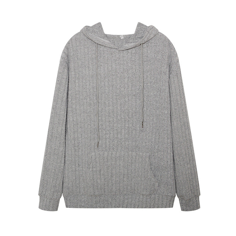 Hooded sweater for women with ribbed structure and kangaroo pocket Lune London