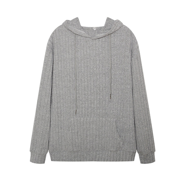 Hooded sweater for women with ribbed structure and kangaroo pocket Lune London