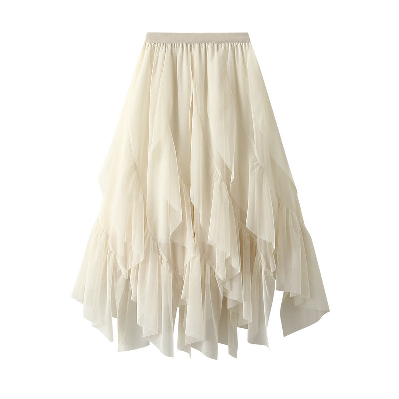Voluminous tulle skirt for women with asymmetrical hem and multi-layer design Lune London
