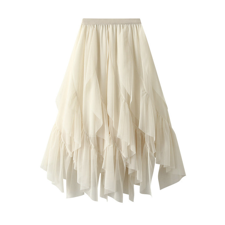Voluminous tulle skirt for women with asymmetrical hem and multi-layer design Lune London