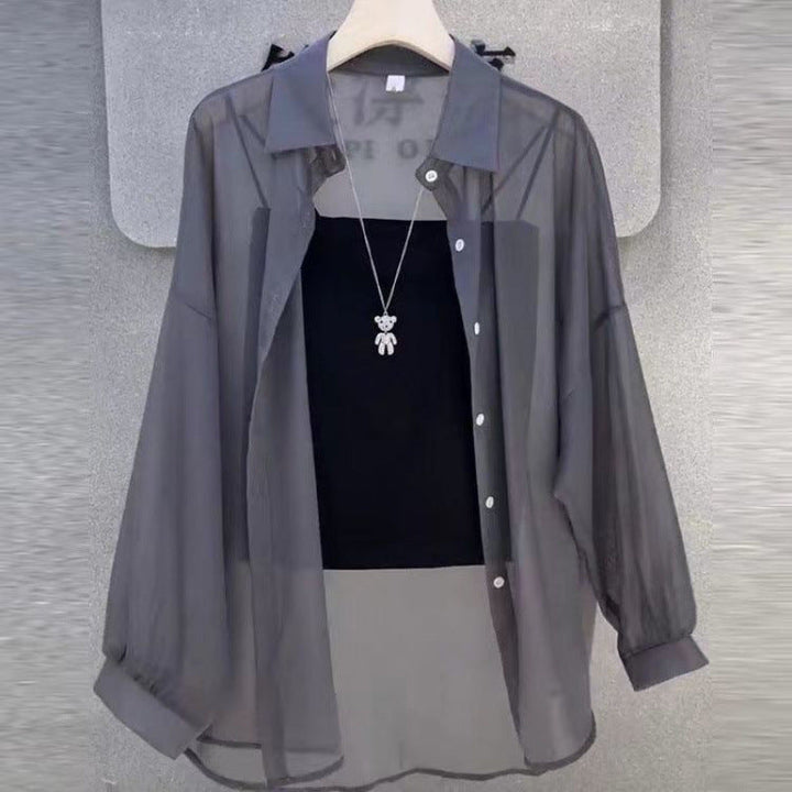 Femme Transparent Button-Down Layered Tunic Lune London