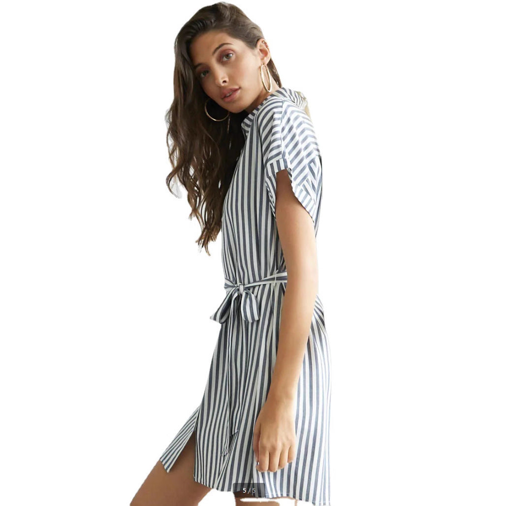 Striped shirt dress for women with waist belt Lune London