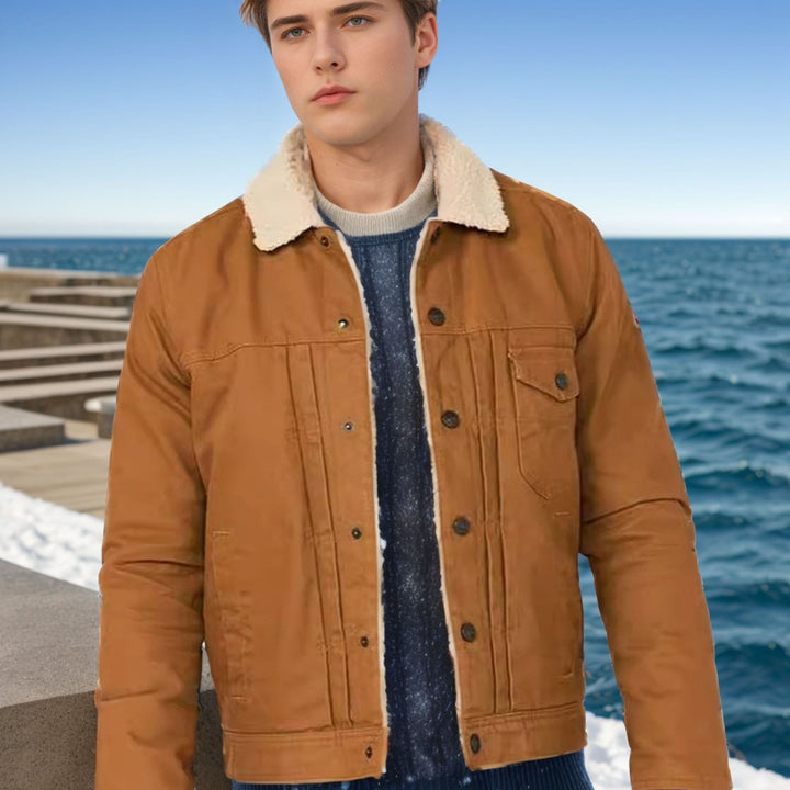 Comfortable denim jacket for men with Sherpa lining Lune London
