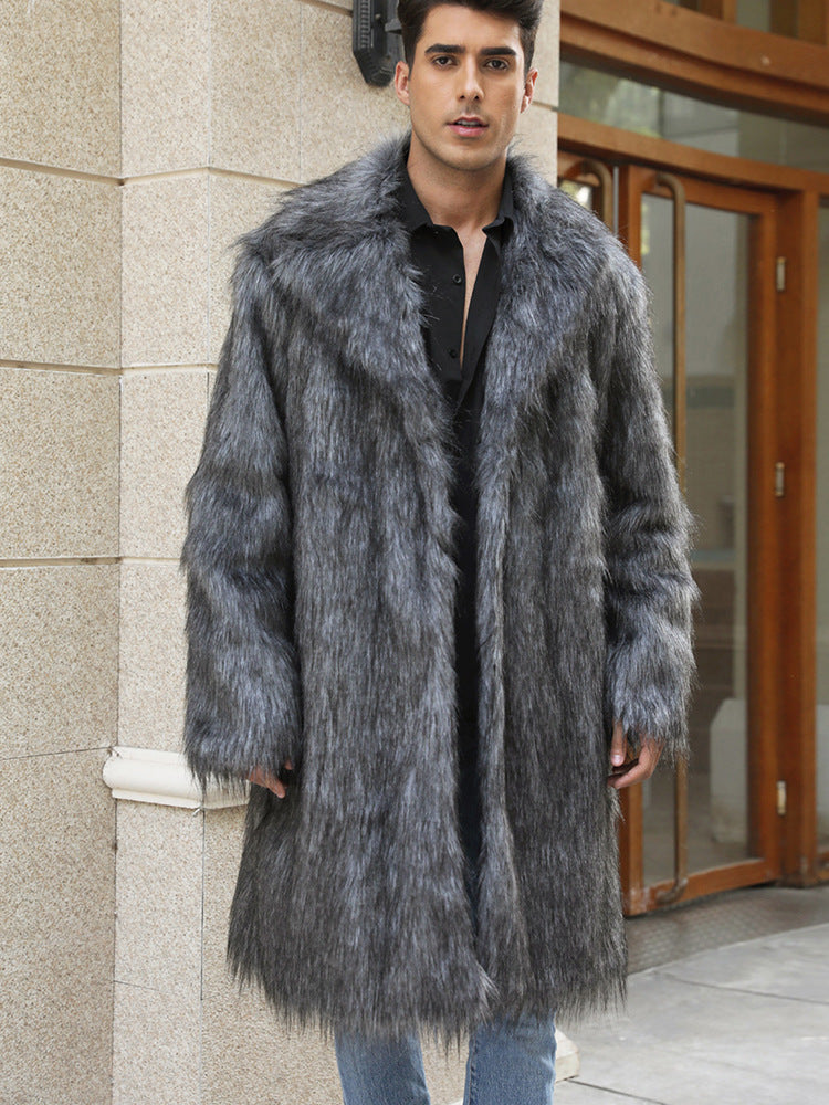Luxury faux fur coat for men with a large collar Lune London