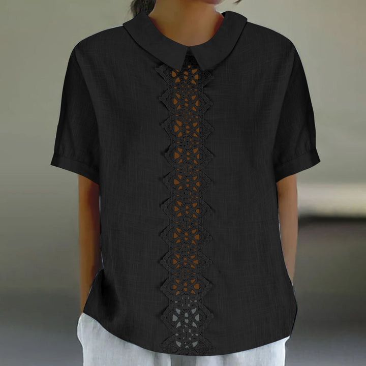 Short sleeve blouse for women with lace insert Lune London
