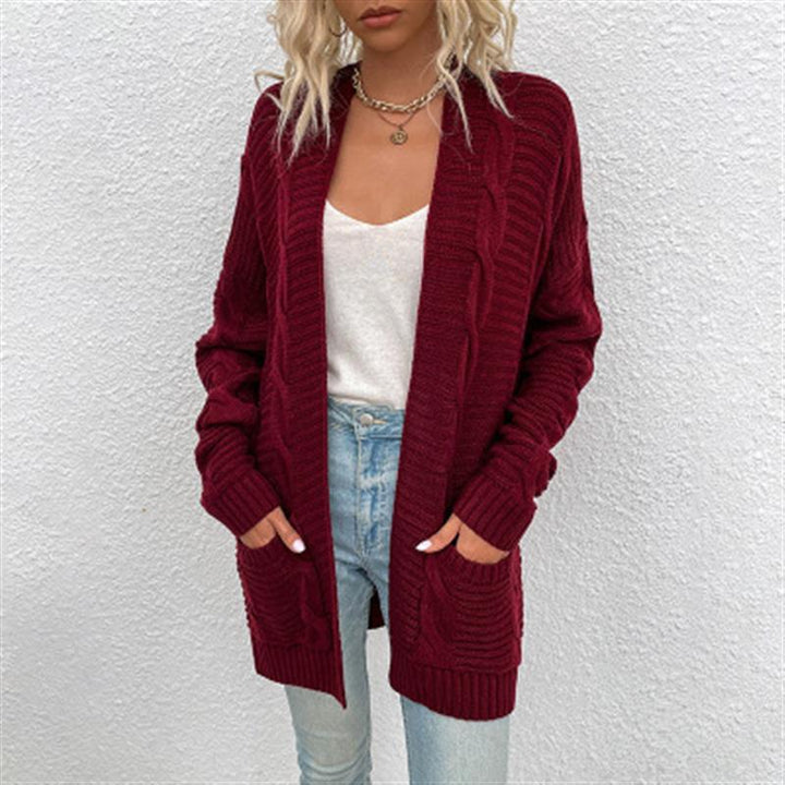 Women Chunky Knit Cardigan with Deep Pockets and Open Front Lune London